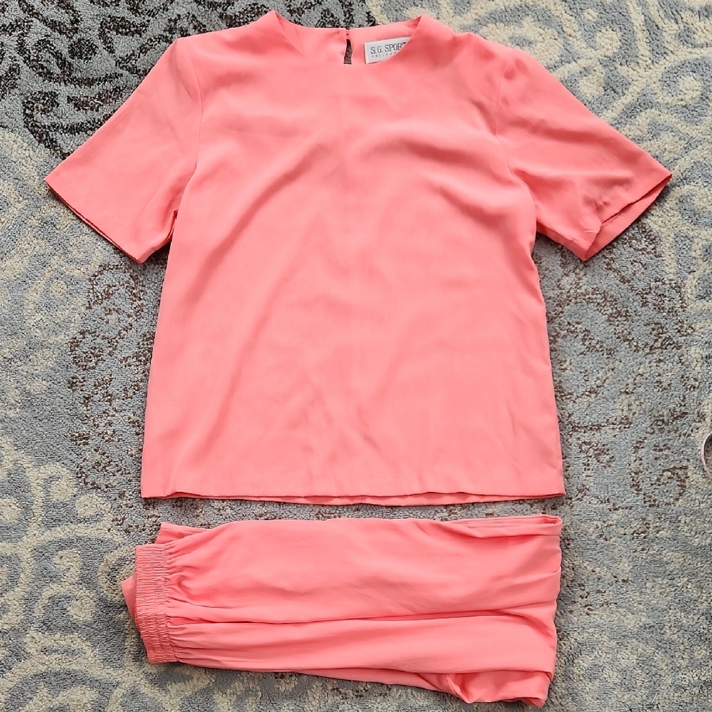 Vintage S.G. Sport Short Sleeve & Pant Set Coral 10/12